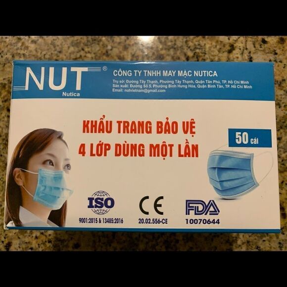 2 Boxes bundle of 4 layers Blue Disposable Face Masks 50 pcs - Picture 2 of 5